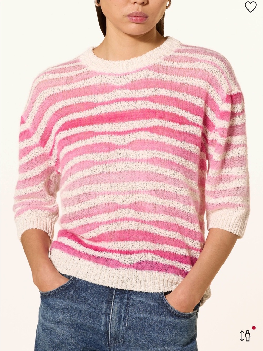 Richroyal (Noople in Canada) Striped Pink & Cream Wool-Blend Sweater. Size. S